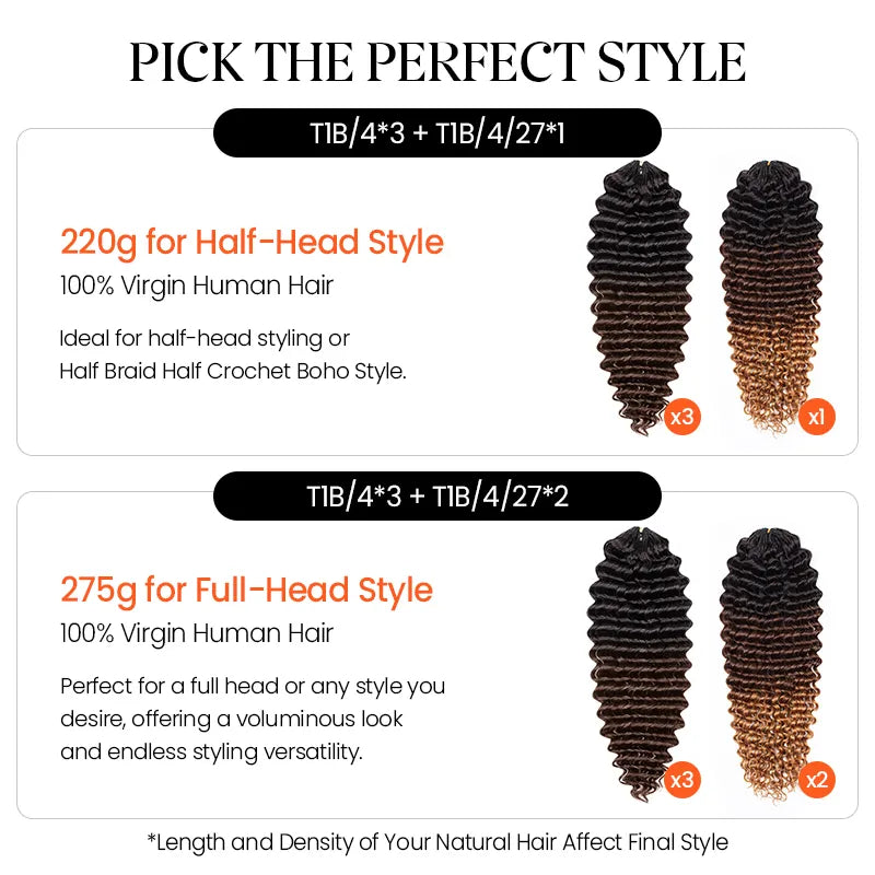 Colored Deep Curly Feather Crochet Human Hair Extensions